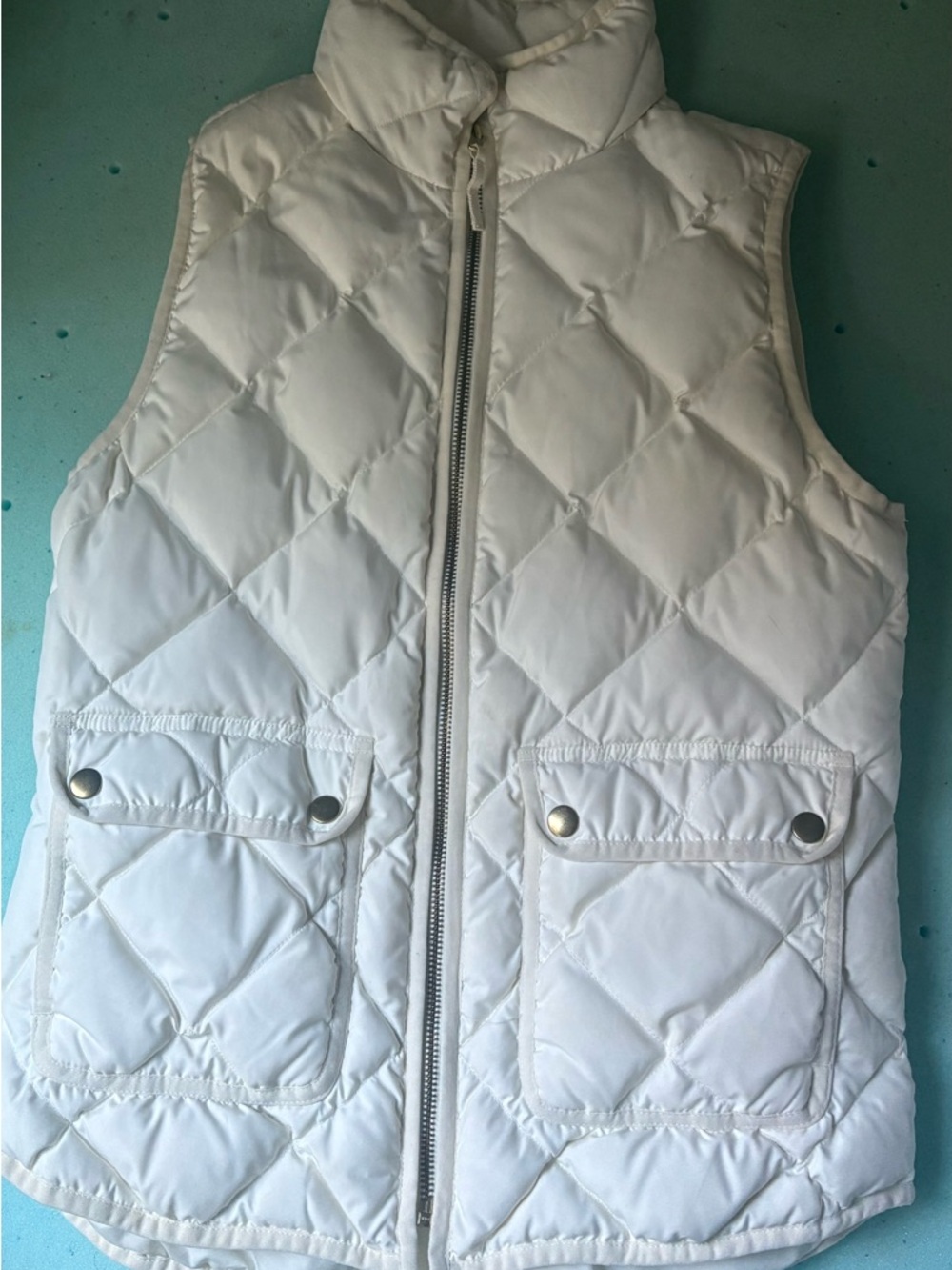 J. Crew White Quilted Vest